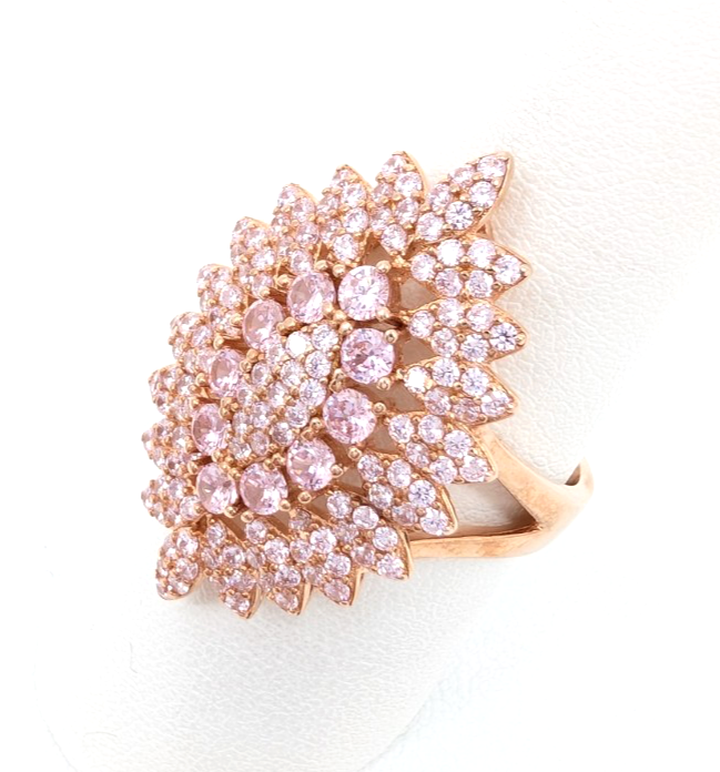 Sterling Silver 925 11.75 Ring RGP Pink Cluster 13567 - Image 5
