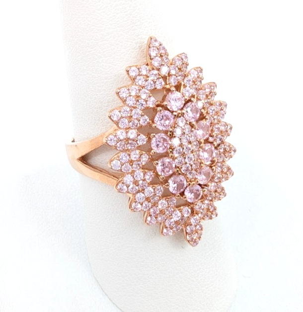 Sterling Silver 925 11.75 Ring RGP Pink Cluster 13567 - Image 6