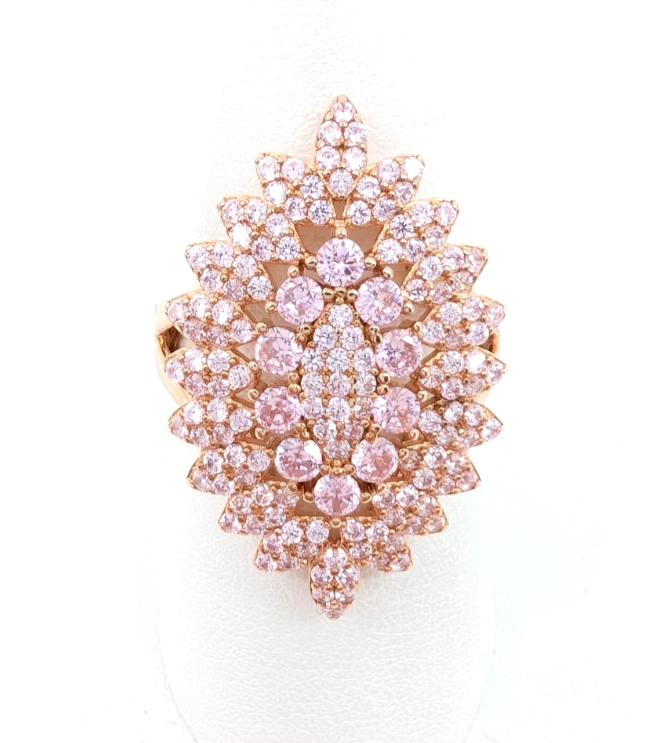 Sterling Silver 925 11.75 Ring RGP Pink Cluster 13567 - Image 7