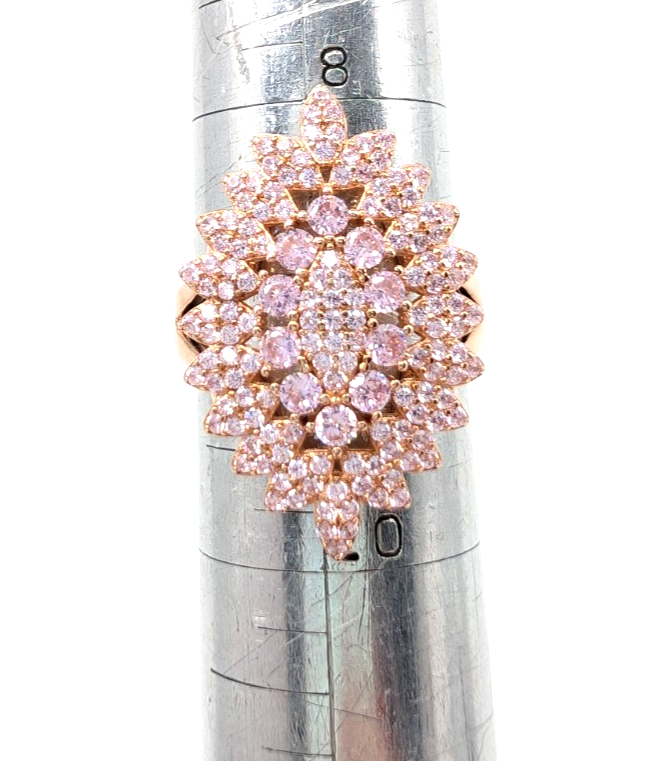Sterling Silver 925 11.75 Ring RGP Pink Cluster 13567 - Image 12