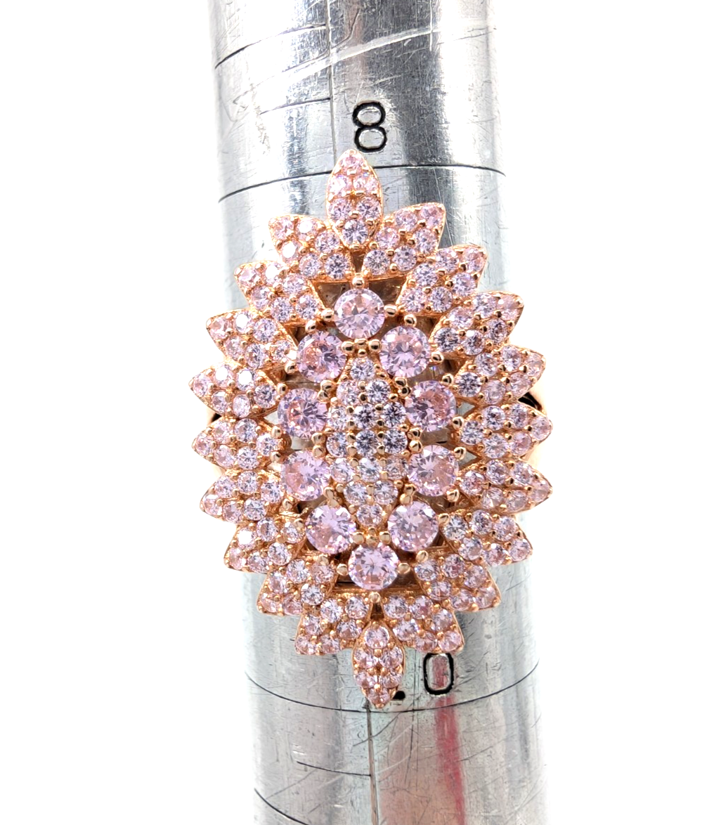 Sterling Silver 925 11.75 Ring RGP Pink Cluster 13567 - Image 13