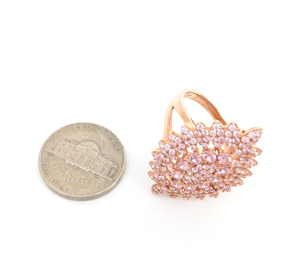 Sterling Silver 925 11.75 Ring RGP Pink Cluster 13567 - Image 15