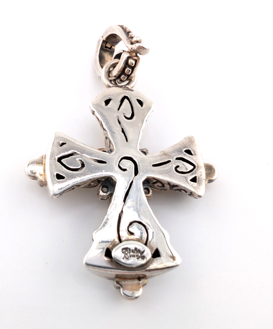 Barbara Bixby Sterling Silver 925 Two-tone Gemstone Maltese Cross Pendant Oak716 - Image 8