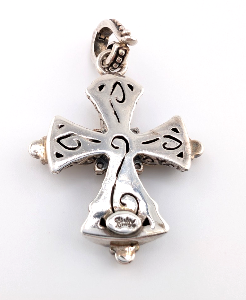 Barbara Bixby Sterling Silver 925 Two-tone Gemstone Maltese Cross Pendant Oak716 - Image 9