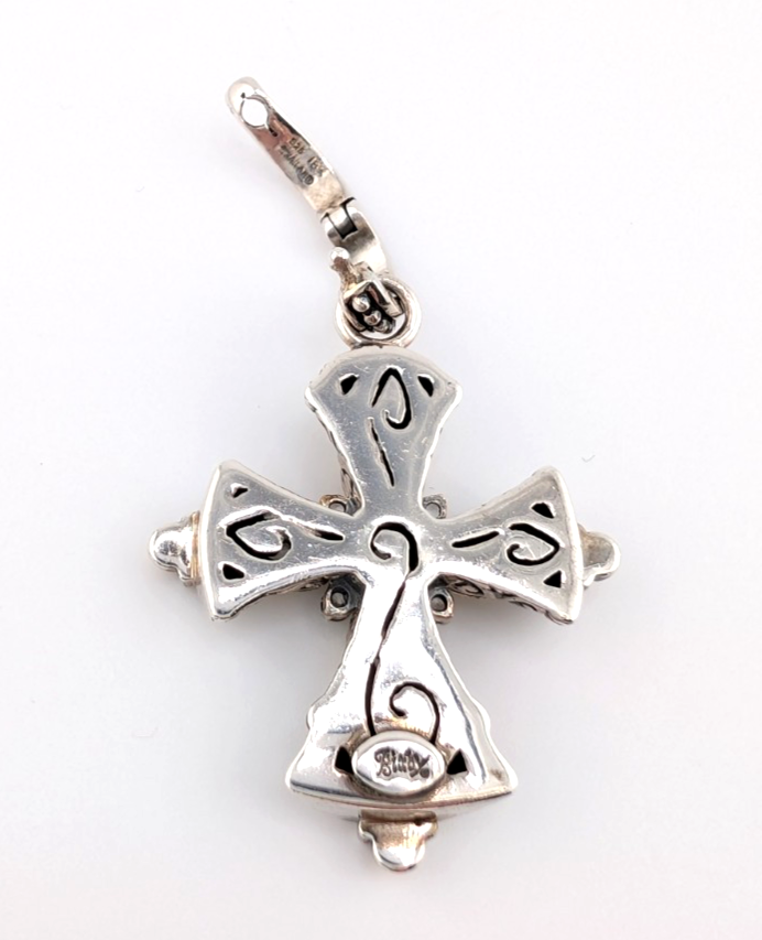 Barbara Bixby Sterling Silver 925 Two-tone Gemstone Maltese Cross Pendant Oak716 - Image 10