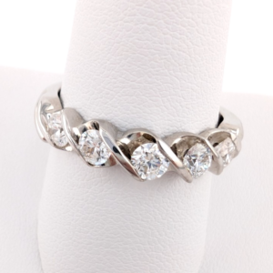 Vintage Diamond 5 Stones Band 14k White Gold Ring - OAK603