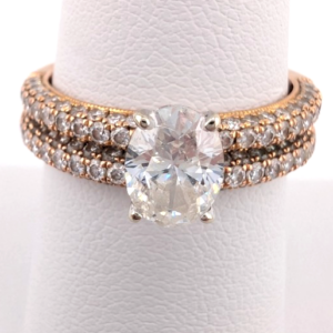 Neil Lane 14k Rose Gold 0.8 Oval 1.3 ctw Diamonds Ring Set OAK597