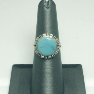 Sterling Silver 925 Turquoise Cabochon Southwestern  Sz 5.5 Ring O1652