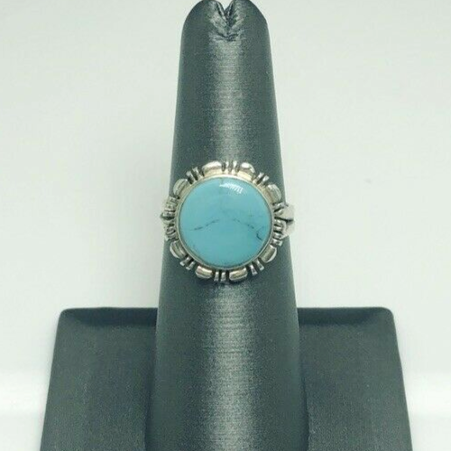 Sterling Silver 925 Turquoise Cabochon Southwestern Sz 5.5 Ring O1652
