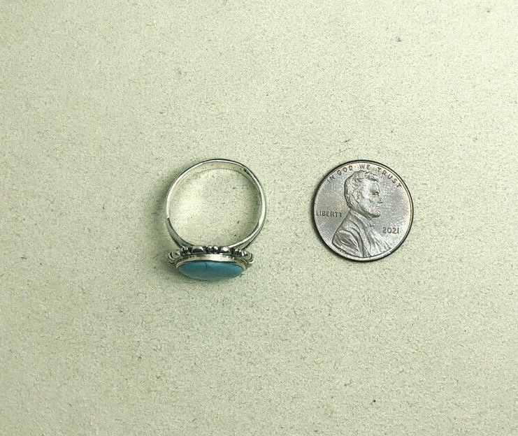Sterling Silver 925 Turquoise Cabochon Southwestern Sz 5.5 Ring O1652 - Image 9