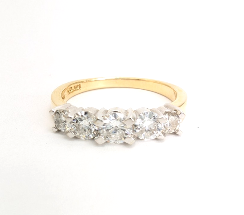 14K Yellow Gold 1.03 ctw 5-Stone Diamond Band Ring CRN161 - Image 21