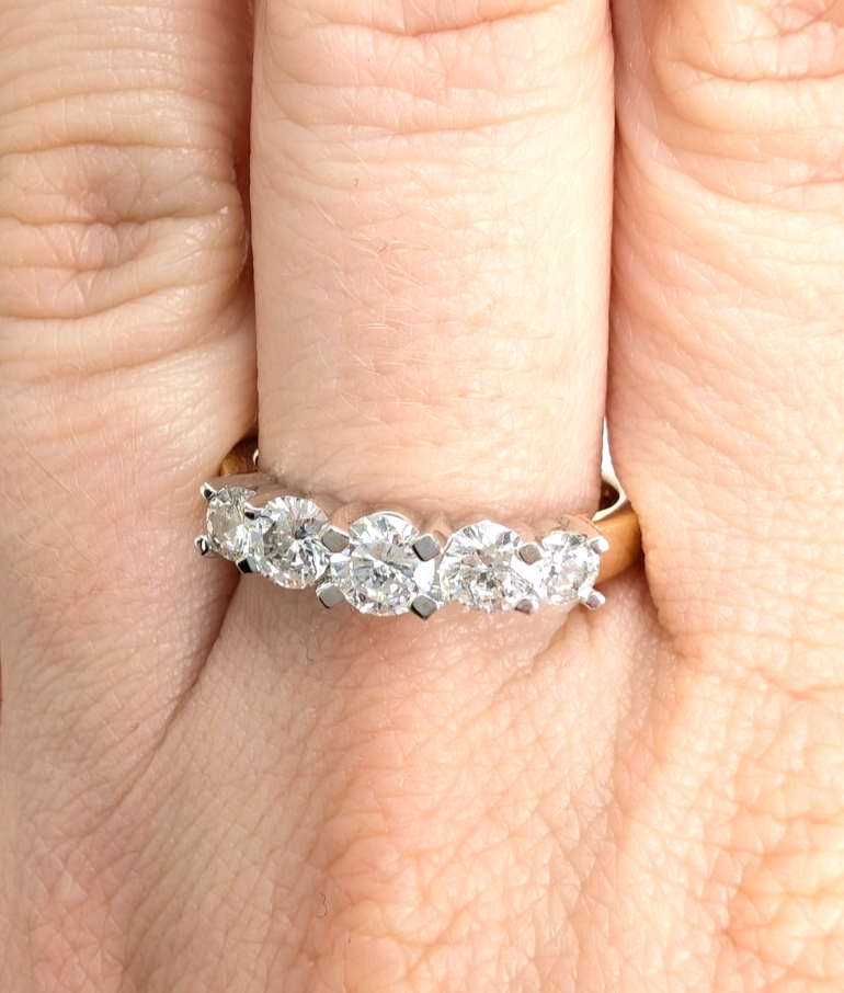14K Yellow Gold 1.03 ctw 5-Stone Diamond Band Ring CRN161 - Image 22