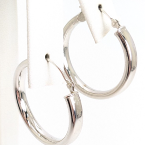 14K White Gold 1" Hoop Earrings P680-FOX1532