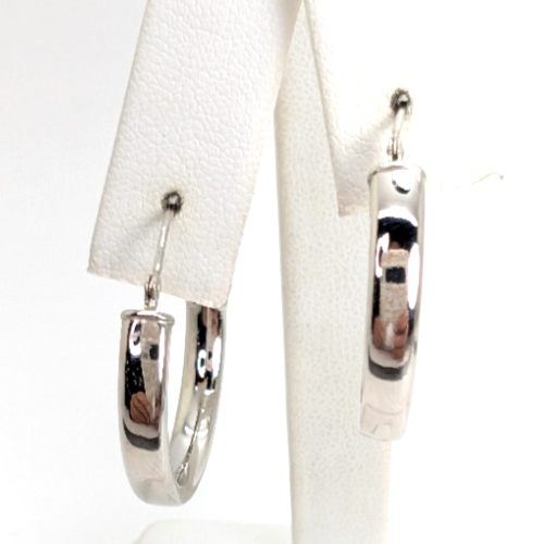 14K White Gold 1" Hoop Earrings P680-FOX1532 - Image 2