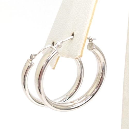 14K White Gold 1" Hoop Earrings P680-FOX1532 - Image 3