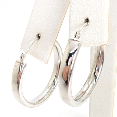 14K White Gold 1" Hoop Earrings P680-FOX1532 - Image 4