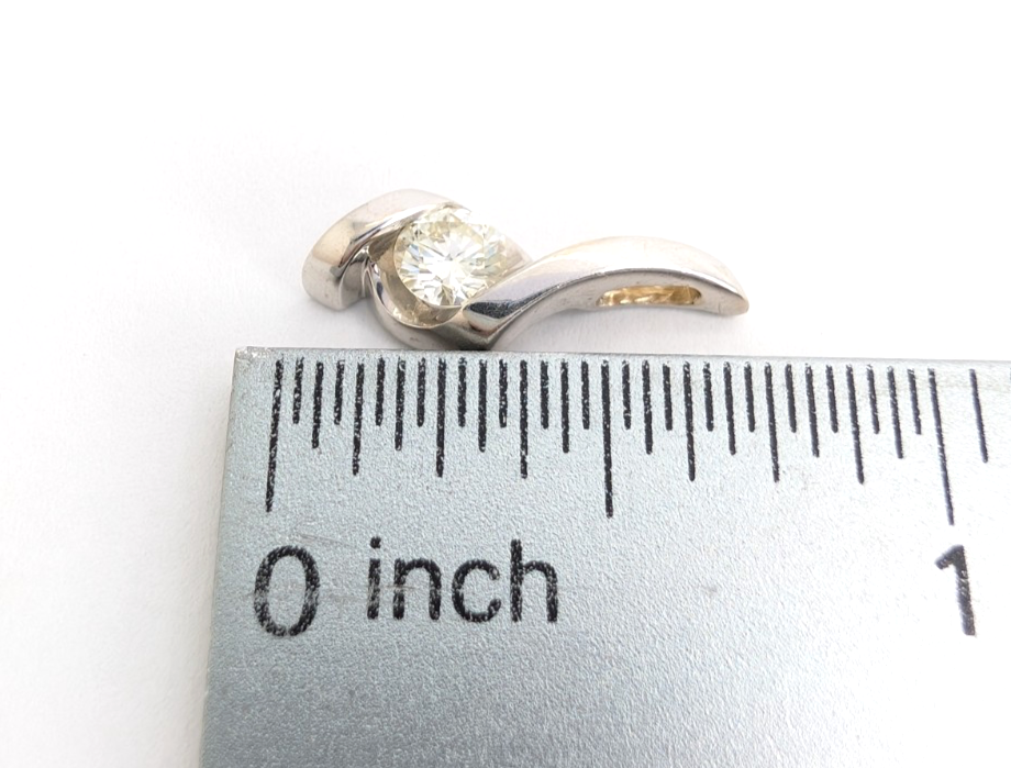 14K White Gold .37ct Swirl Diamond 3/4" Pendant P1004-Oak392 - Image 2