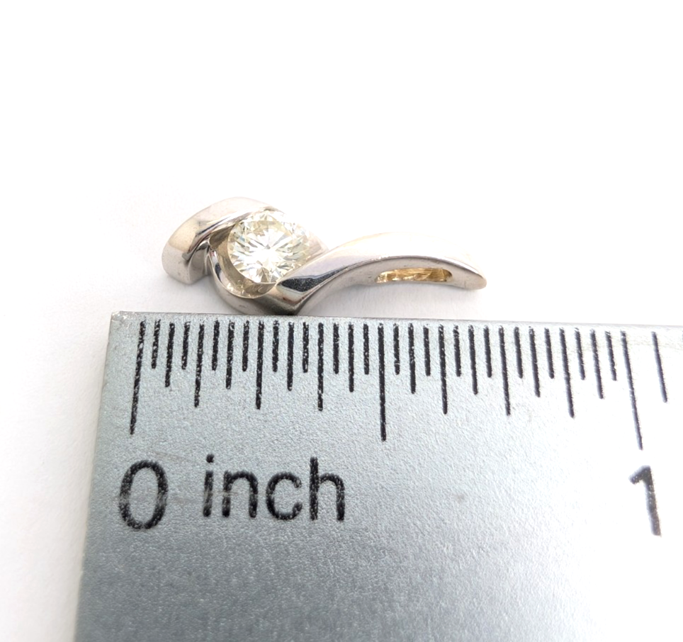 14K White Gold .37ct Swirl Diamond 3/4" Pendant P1004-Oak392 - Image 3