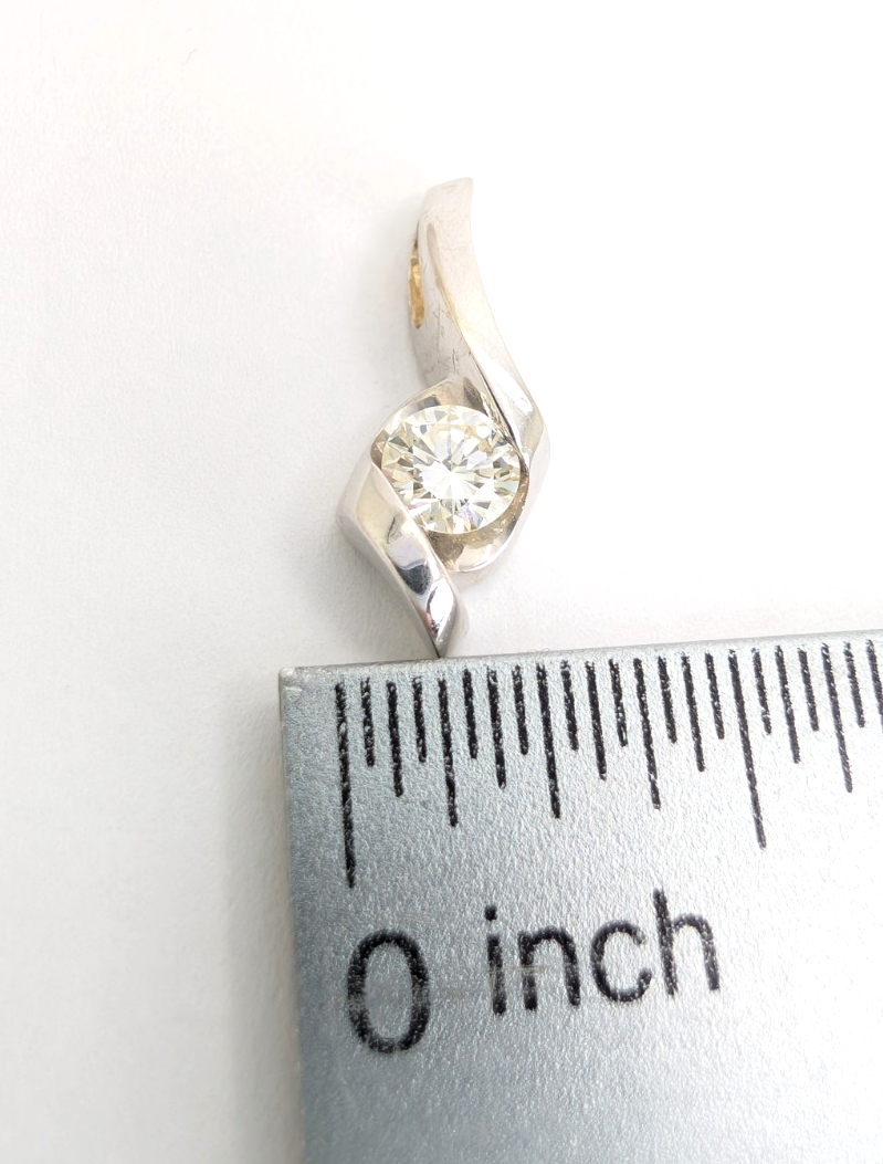 14K White Gold .37ct Swirl Diamond 3/4" Pendant P1004-Oak392 - Image 4