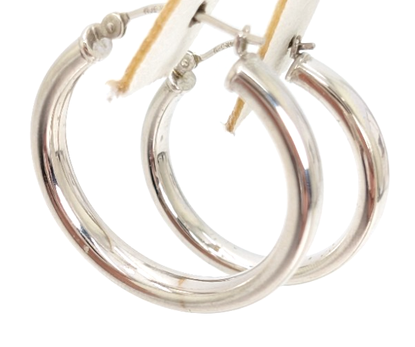 14K White Gold 1" Hoop Earrings P680-FOX1532 - Image 6