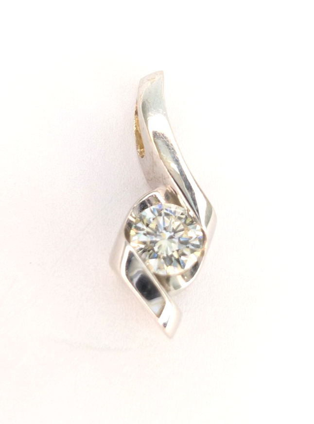 14K White Gold .37ct Swirl Diamond 3/4" Pendant P1004-Oak392 - Image 8
