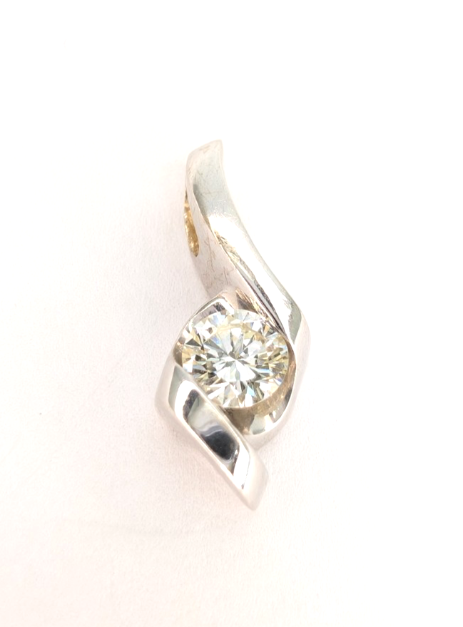 14K White Gold .37ct Swirl Diamond 3/4" Pendant P1004-Oak392 - Image 9