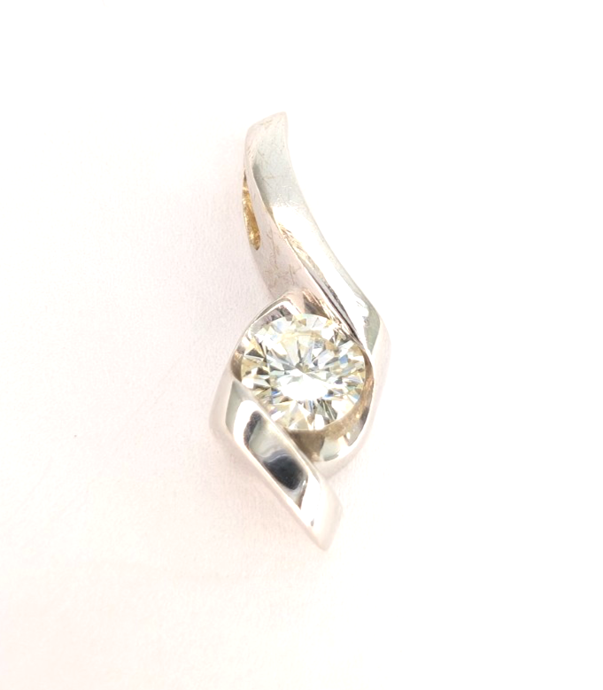 14K White Gold .37ct Swirl Diamond 3/4" Pendant P1004-Oak392 - Image 10