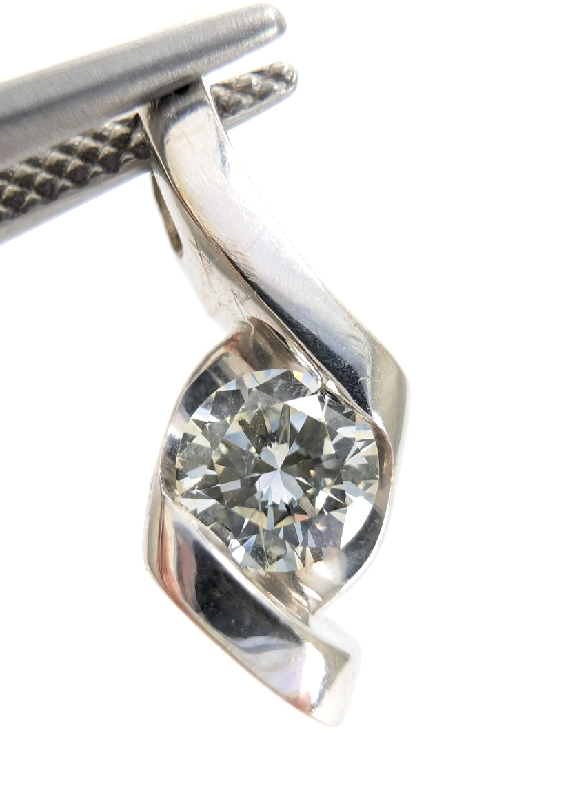 14K White Gold .37ct Swirl Diamond 3/4" Pendant P1004-Oak392 - Image 11