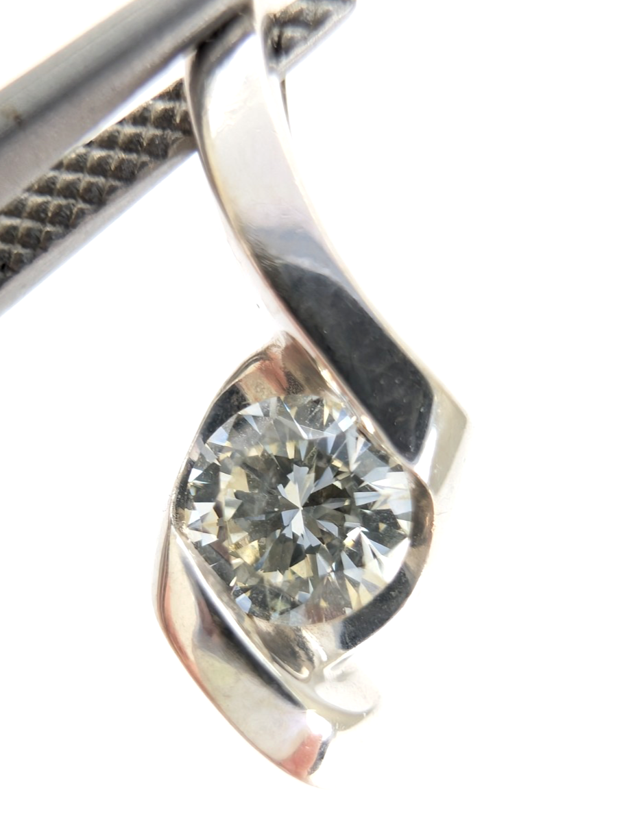 14K White Gold .37ct Swirl Diamond 3/4" Pendant P1004-Oak392 - Image 12