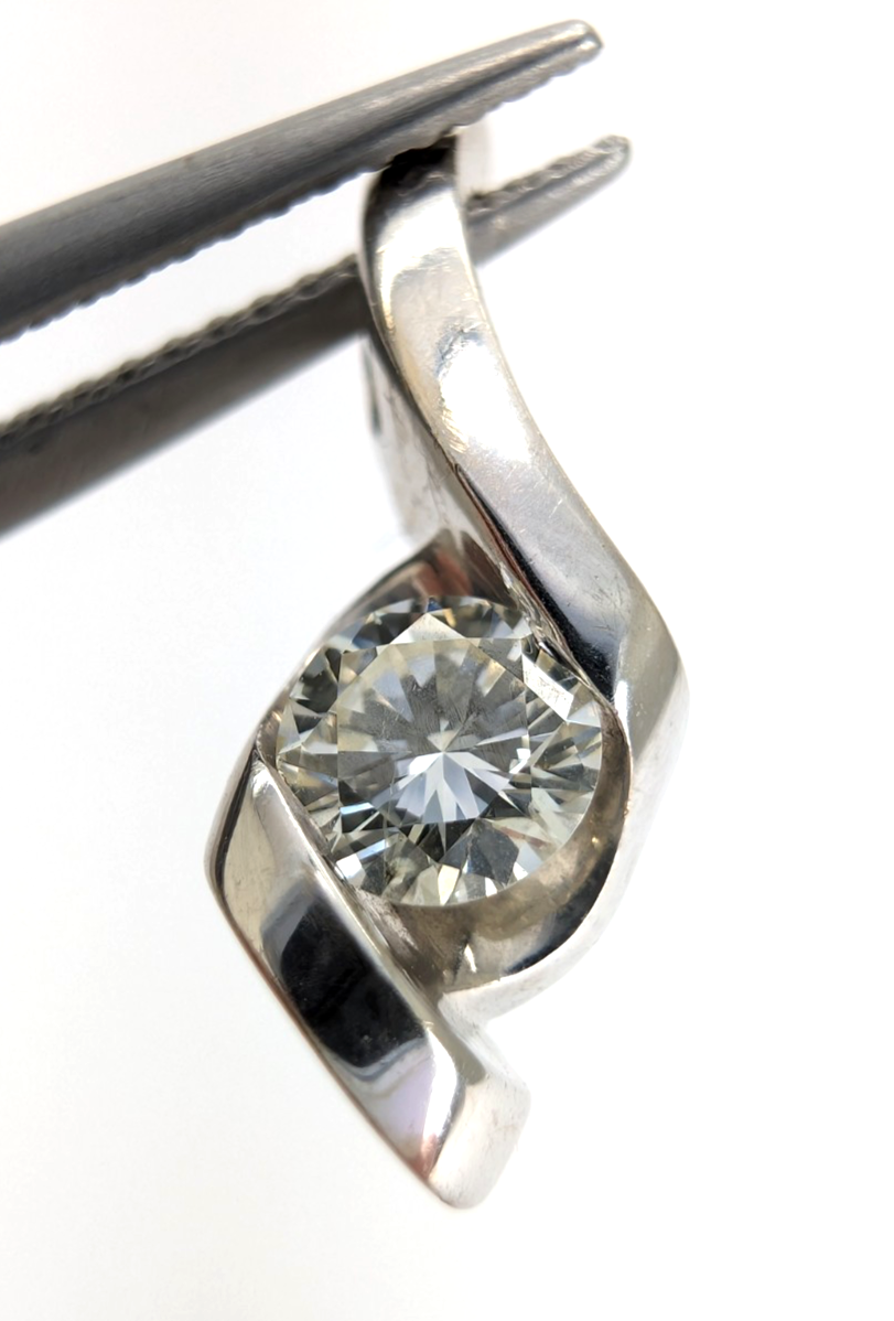 14K White Gold .37ct Swirl Diamond 3/4" Pendant P1004-Oak392 - Image 13