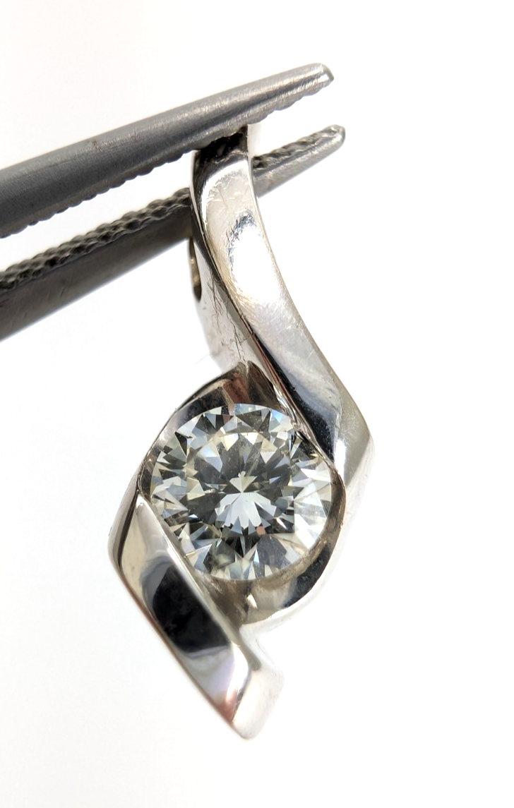 14K White Gold .37ct Swirl Diamond 3/4" Pendant P1004-Oak392 - Image 14