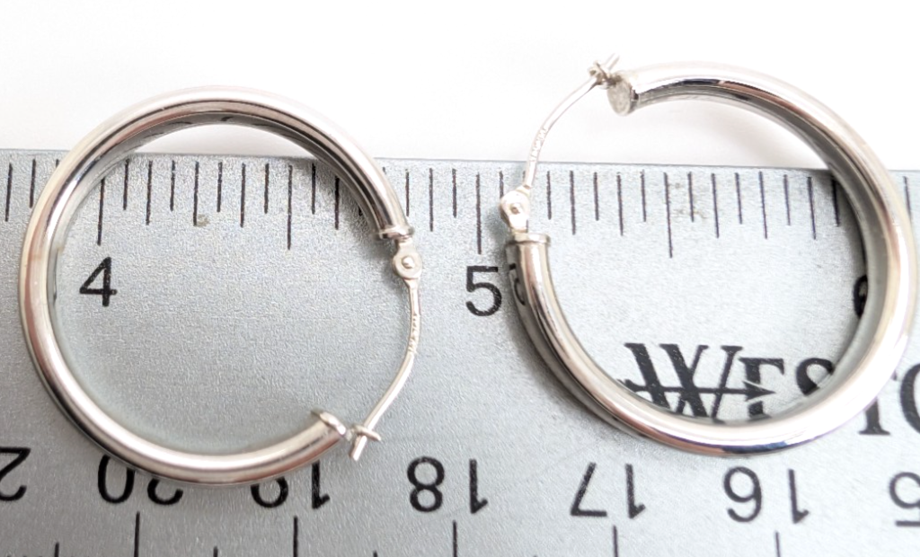 14K White Gold 1" Hoop Earrings P680-FOX1532 - Image 10