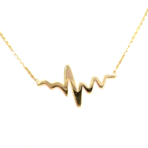 14K Gold 17" Necklace Adjustable Heartbeat pendant  CRN151