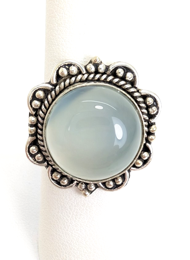 Sterling Silver 925 Bali Style Quartz Cabochon Ring 13594