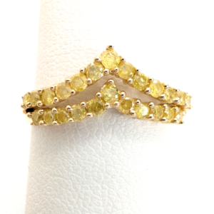 14K Yellow Gold 1/2ctw Irradiated Yellow Diamond V Band Ring P995-CRN163