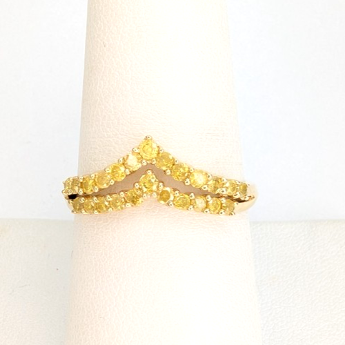 14K Yellow Gold 1/2ctw Irradiated Yellow Diamond V Band Ring P995-CRN163 - Image 2