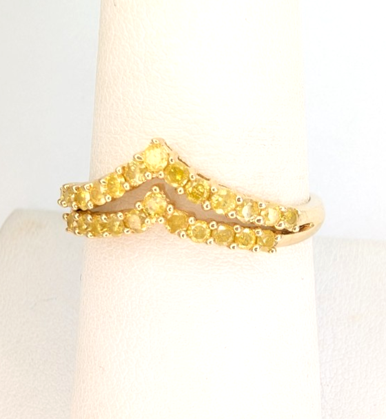 14K Yellow Gold 1/2ctw Irradiated Yellow Diamond V Band Ring P995-CRN163 - Image 4