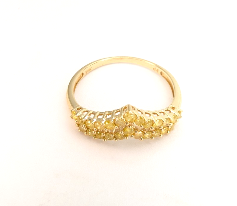 14K Yellow Gold 1/2ctw Irradiated Yellow Diamond V Band Ring P995-CRN163 - Image 7
