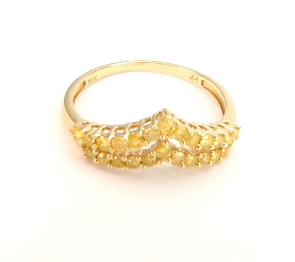 14K Yellow Gold 1/2ctw Irradiated Yellow Diamond V Band Ring P995-CRN163 - Image 8