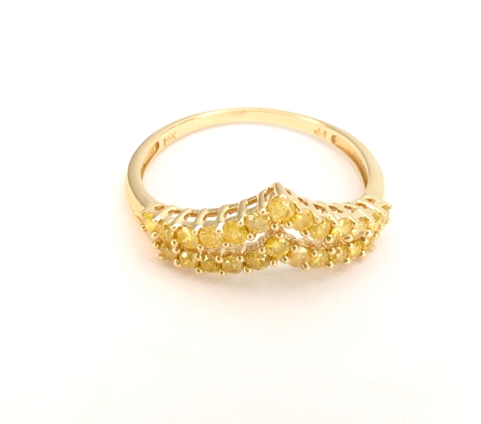 14K Yellow Gold 1/2ctw Irradiated Yellow Diamond V Band Ring P995-CRN163 - Image 9