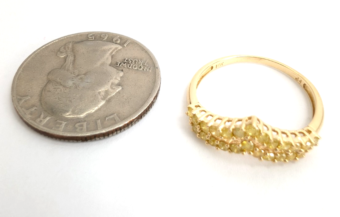 14K Yellow Gold 1/2ctw Irradiated Yellow Diamond V Band Ring P995-CRN163 - Image 10