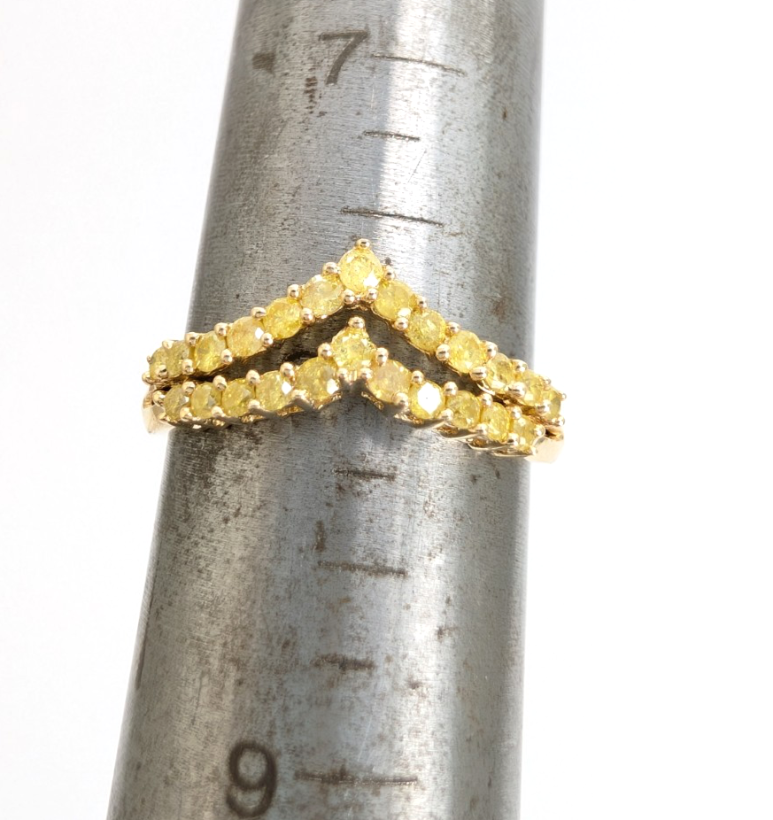 14K Yellow Gold 1/2ctw Irradiated Yellow Diamond V Band Ring P995-CRN163 - Image 11