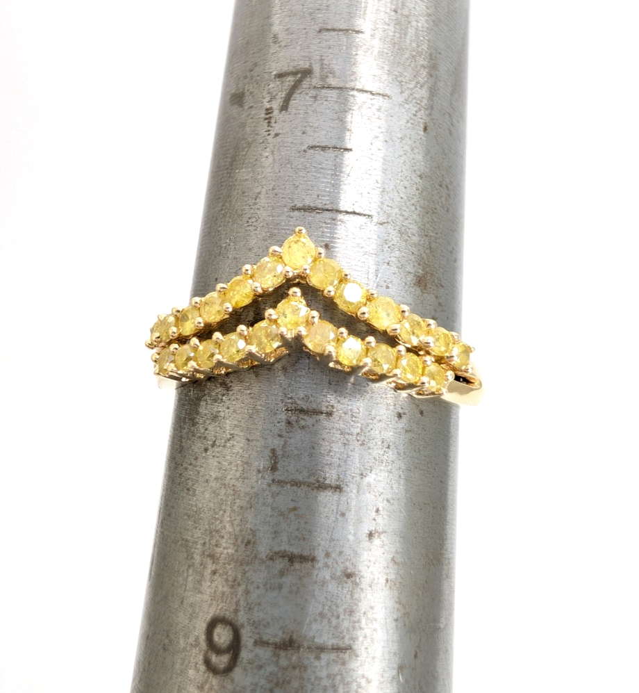 14K Yellow Gold 1/2ctw Irradiated Yellow Diamond V Band Ring P995-CRN163 - Image 12