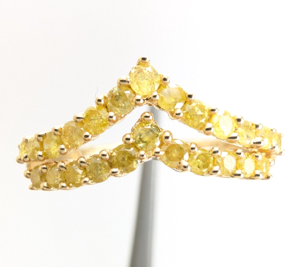 14K Yellow Gold 1/2ctw Irradiated Yellow Diamond V Band Ring P995-CRN163 - Image 13