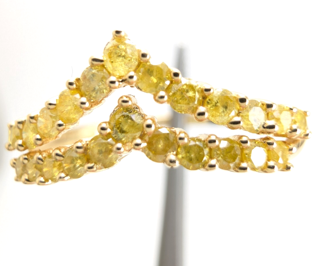 14K Yellow Gold 1/2ctw Irradiated Yellow Diamond V Band Ring P995-CRN163 - Image 14