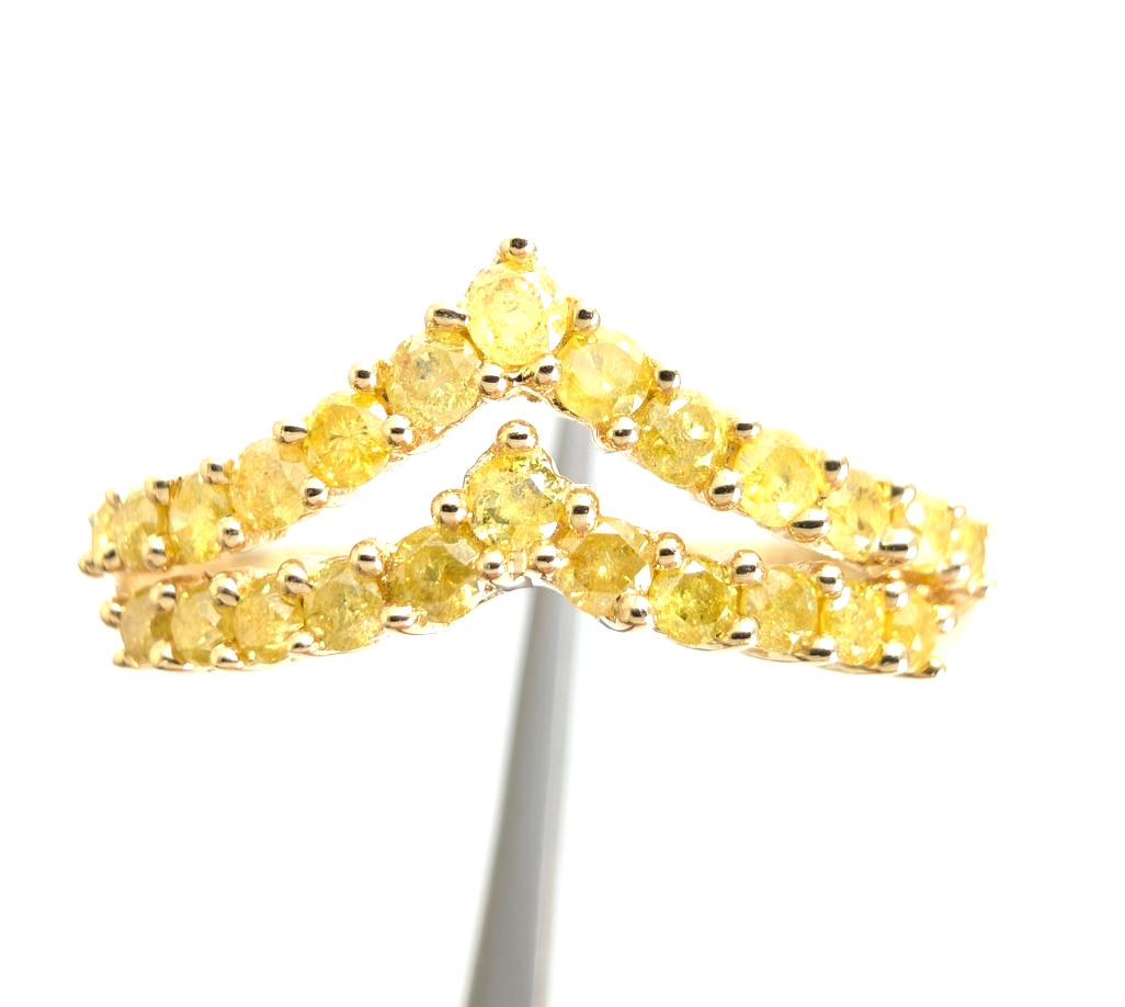 14K Yellow Gold 1/2ctw Irradiated Yellow Diamond V Band Ring P995-CRN163 - Image 15