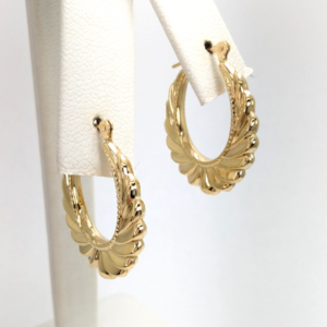 14K Yellow Gold Door Knocker Hoop Earrings FOX1482