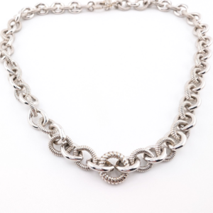 Judith Ripka Sterling Silver 925 Polished & Textured 20" Necklace Oak792