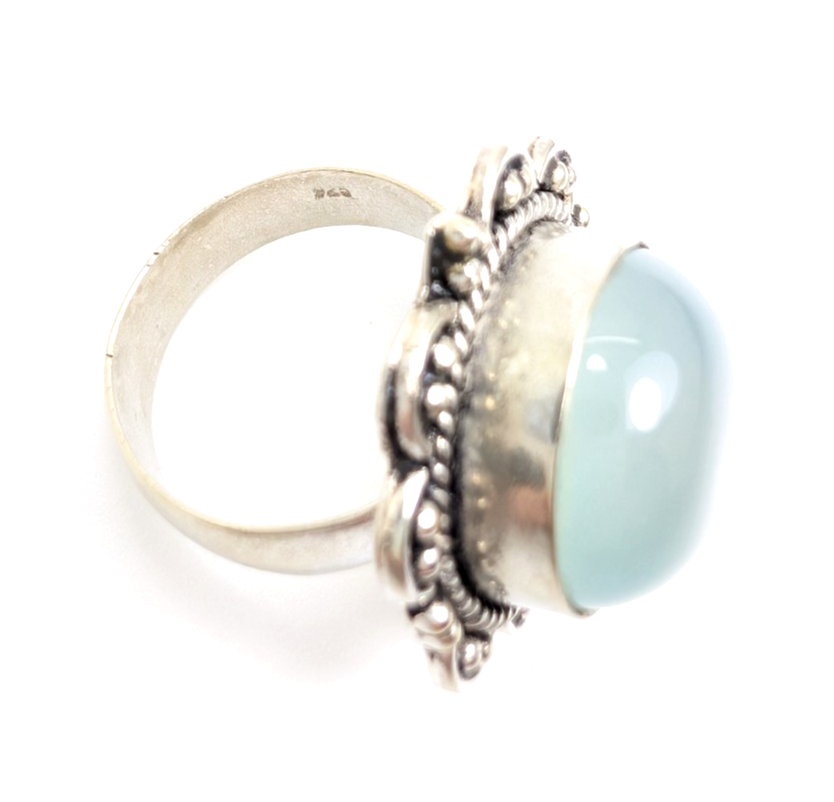 Sterling Silver 925 Bali Style Quartz Cabochon Ring 13594 - Image 8