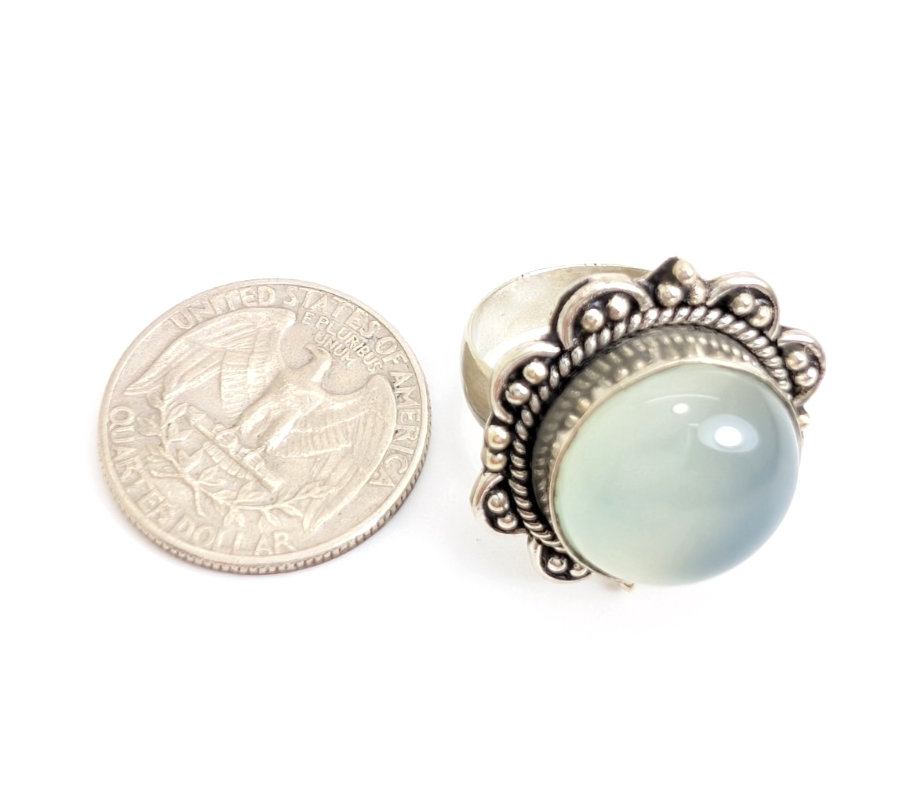 Sterling Silver 925 Bali Style Quartz Cabochon Ring 13594 - Image 10